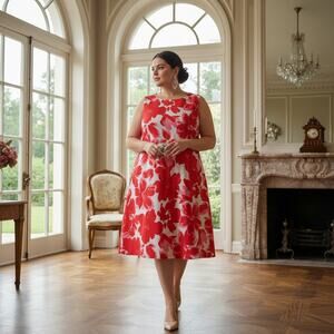 Jessica Howard Red Floral Dress 18W NWT – Sleeveless Knee‑Length Style